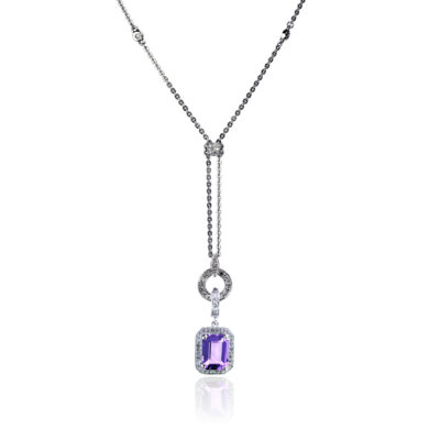 Timeless Circle Necklace & Amethyst Rubedo Interchangeable Charm by CANDY ICE JEWELRY