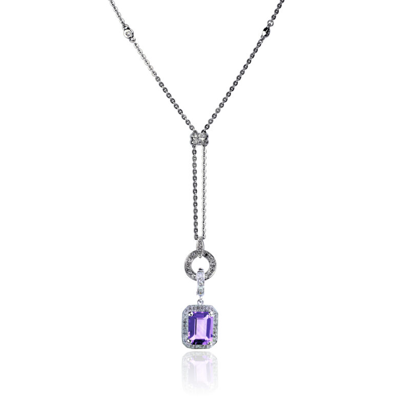Timeless Circle Necklace & Amethyst Rubedo Interchangeable Charm by CANDY ICE JEWELRY